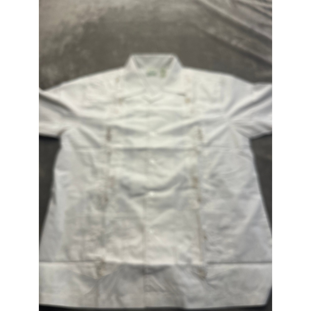 Haband Men White Embroidered Guayabera Camp Shirt Palm Tree Sailboat Style 12K M